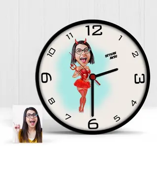 

Personalized Devil Girl Cartoon Wooden Wall Clock-1