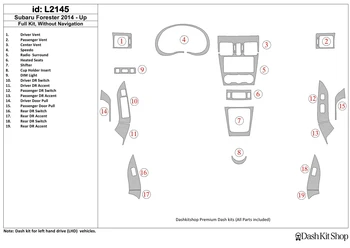 

Interior trim for Subaru Forester 2014-UP. Set L2145.