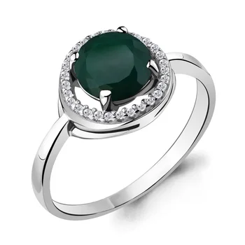 

Silver ring with agate Green