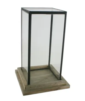 

Glass urn square high. Measures: 27x17x17 cm.