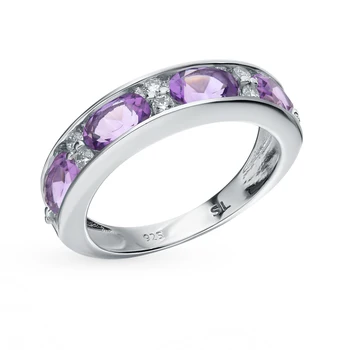 

Silver ring with amethyst and cubic zirconia sunlight sample 925