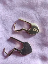 heart shaped lock earring safety pin design unique women girl jewelry new