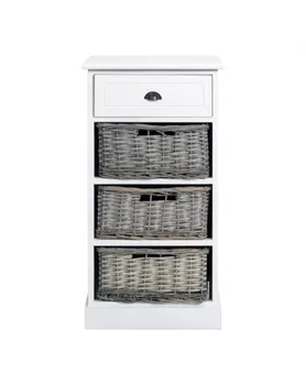 

Mobili Rebecca Chest of Drawers white 1 Wooden Drawer 3 Wicker Baskets 76x40x29