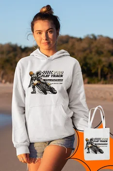 

Angemiel Wear Pro Flat Track White Women 'S Hooded Sweatshirt Bags Kombin