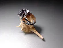 Anillos ajustables Kinitial para mujer, 1 Uds., color bronce antiguo, negro, cachorro de perro salchicha, Animal, 3D