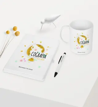 

Personalized Geography Teacher Themed White Notebook Pen Mug Set-3