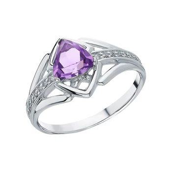 

Silver ring with amethyst and cubic zirconia sunlight sample 925