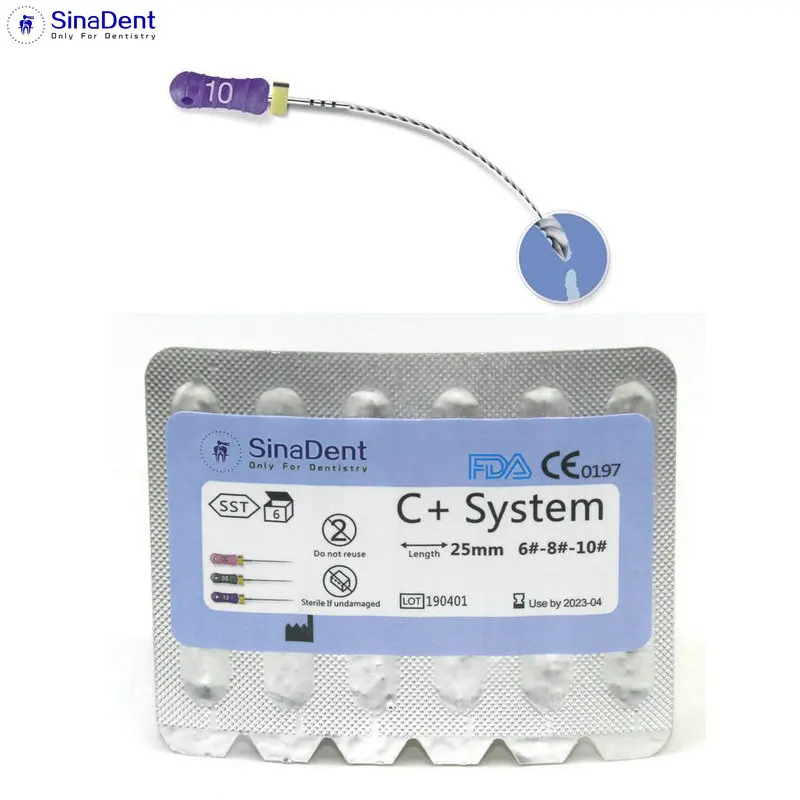 6pcs/Pack Dental Endodontic Root Canal Files C+ Files 25mm 6# 8# 10# Hand Use Stainless Steel With ISO CE Certificate Dentistry