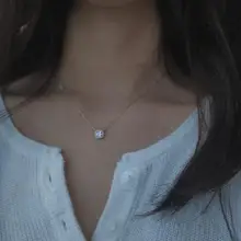 Collar con colgante de diamante cuadrado pequeño para mujer, de Plata de Ley 925, cadena Simple de clavícula brillante a la moda, joyería de boda, regalo de fiesta