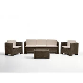 

Set ACACIA 1 + 1 + 3 + table, poliratán chocolate beige cushions included