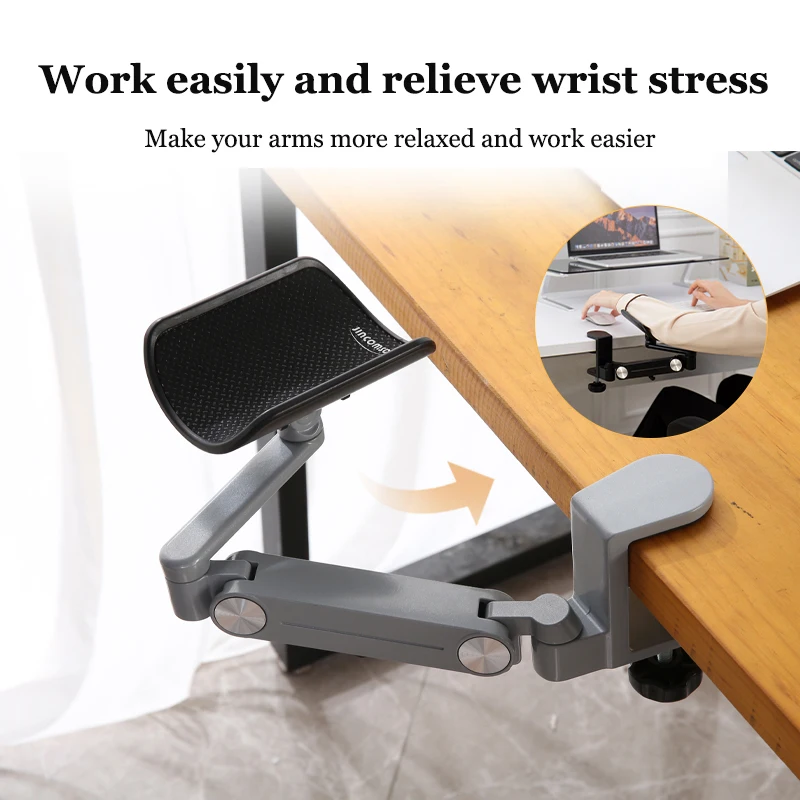 Suporte Ergonômico da Mão Estendida do Escritório do Conforto Ajustável da Almofada do Rato do Computador do Apoio de Wrise do Braço do Metal da Rotação de 360 ° - Imagem 3