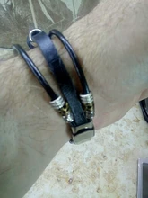Pulsera de cuero para hombre y mujer, brazalete de joyería con varias capas, estilo Punk turco, mal de ojo, de acero inoxidable