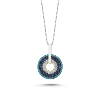 

Silver 925 Sterling Society Eye Zircon Cubic Zirconia Movable Ring Necklace