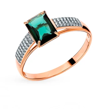 

Gold ring with tourmaline and cubic zirconia sunlight sample 585