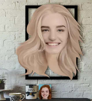 

Personalized Women 'S Charcoal Artistic Portrait Design 3D Wood Tablo-3 Quality Cost Effective Gift Design Decoration