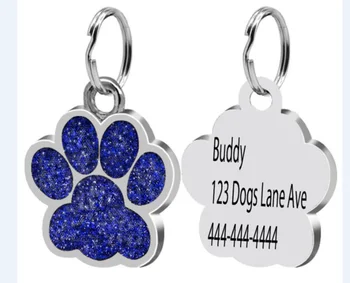 

MYLONGINGCHARM Free engraving Petlover gift Custom Dog Tag For Dogs Personalized Glitter Dog Name Tag Engraved Dog Cat ID Tag