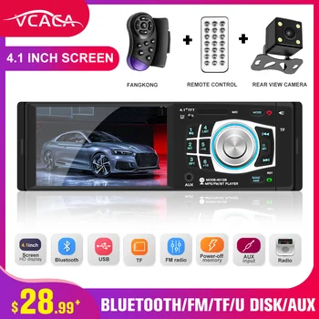 

VCACA 4.1" Car Multimedia Player Radio Colorful Lights Support TF Card Stereo TFT Screen Bluetooth HD1080P Hands-free MP5 Player
