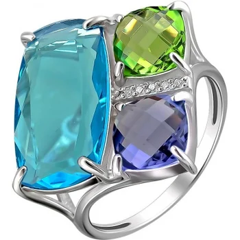 

Esthete ring with cubic zirconia and silver quartz