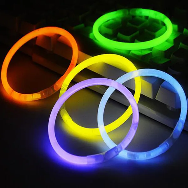 Fluorescent flexible sticks bracelets glow in dark 100 PCs(Multicolor