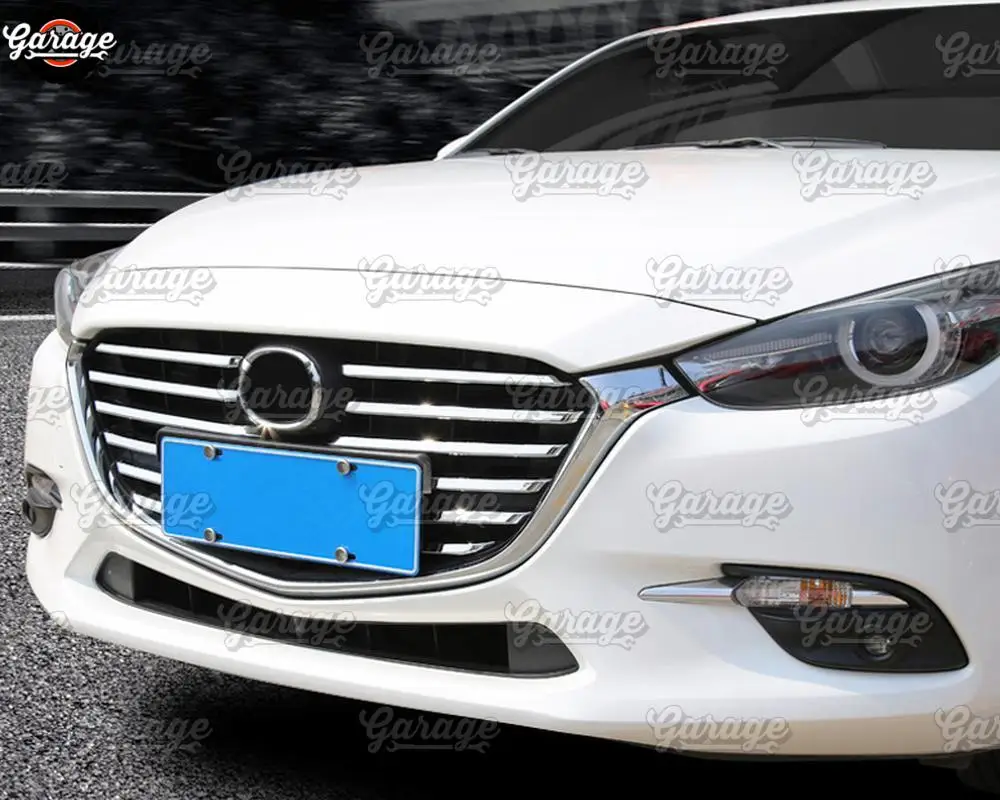 Хромированные полоски на решетку радиатора для Mazda 3- ABS пластик литье 1 комплект/12 шт. украшения для автомобиля