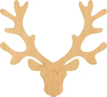 

Reindeer Head Wooden Laser Cut Out Shape - Great for Crafting - Hobbyist - D.I.Y. Projects
