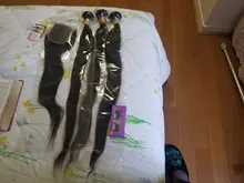 Pelo humano brasileño que rebota, mechones de pelo liso con cierre, Color Natural, pelo Remy, 3 mechones con cierre de encaje