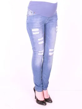 

Maternity Clothing Tight-Fitting Paca Tear Jeans Pants