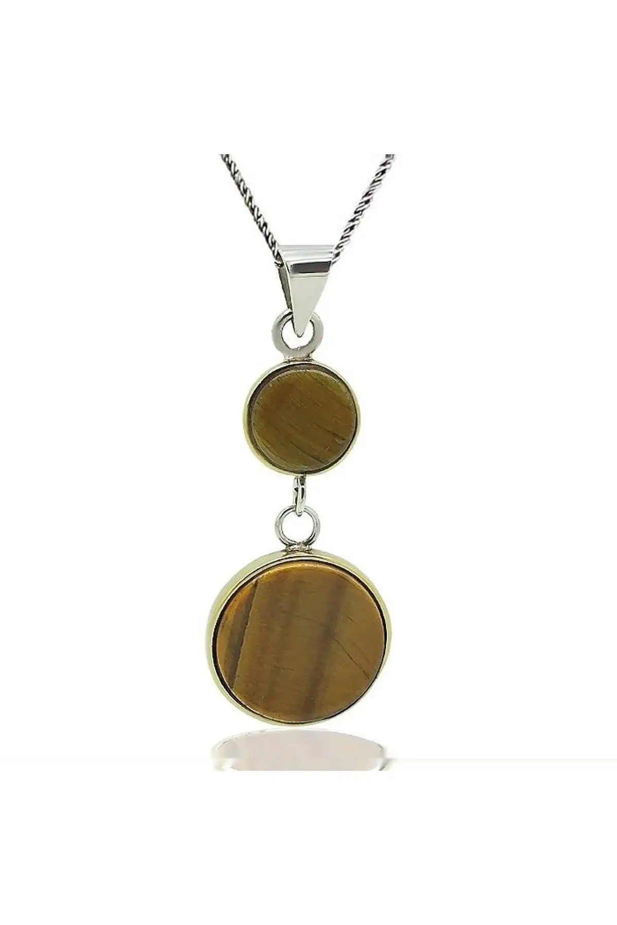 

Silver Round Tiger Eye Stone Authentic Lady Necklace
