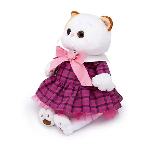 Мягкая игрушка Budi Basa Кошечка Ли-Ли в платье в клетку, 24 см