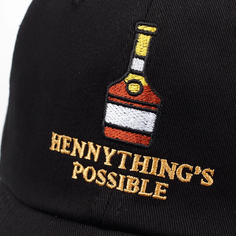 Новая хлопковая Кепка с вышивкой в виде бутылки henny, регулируемая модная кепка для папы, хип-хоп бейсболка, повседневные кепки
