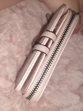 Monedero de cuero para damas, billetera con Clip para billetes, tarjetero