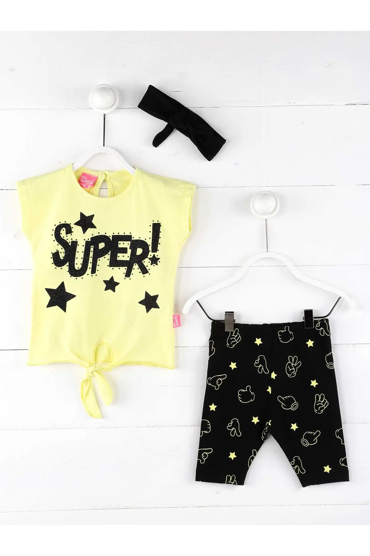 

Yellow Black Summer Girl Baby Shorts Suit