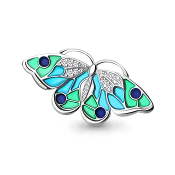 

Aquamarine brooch with cubic zirconia enamel, 925 sterling silver
