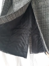 Plaid Coat Pocket-Jackets Cashmere Autumn Winter Long Women Outwear Warm Thickness Casual