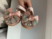 Zapatos de cuero con lazo de diamantes de imitación para niñas, zapatillas de baile de fiesta, zapatos planos de rendimiento para bebés y estudiantes, D785
