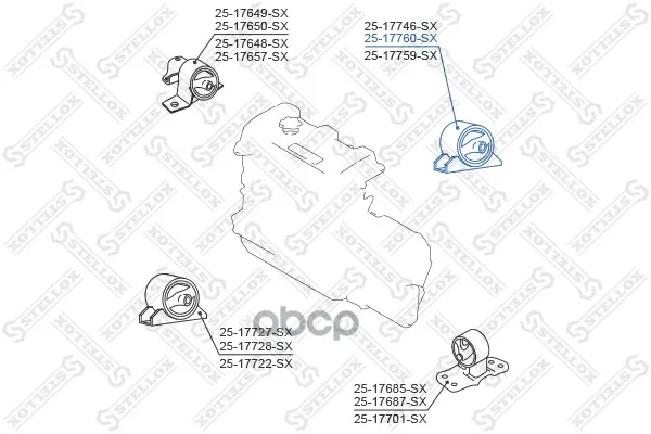 25-17760-Sx_подушка Двс Задняя! Nissan Almera Ii 2.2di/Dci 01/Al