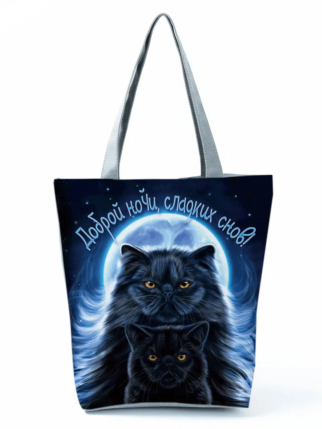 2022 Cool Fashion Handbag Female Cats Print 3D Tote Travel Women Shoulder Bag Foldable High Capacity Shopping Bag Custom Pattern 