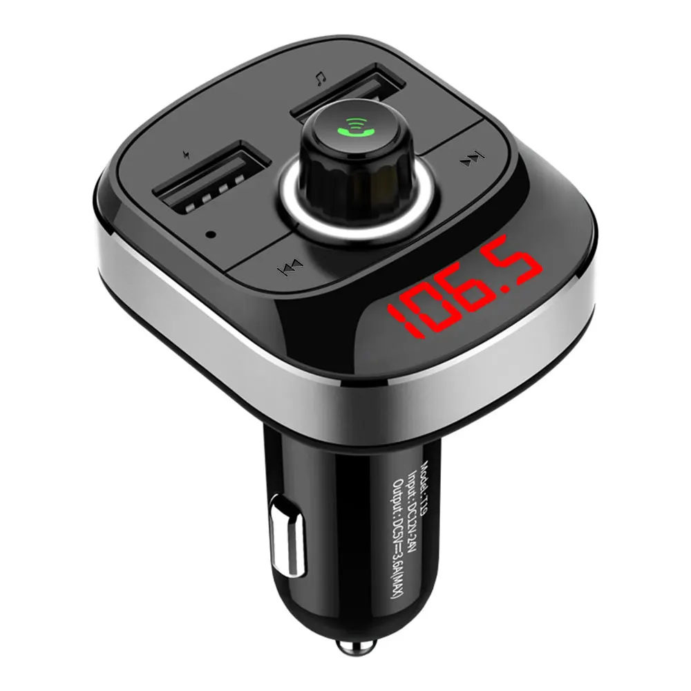 T19 Bluetooth 5,0, умный автомобильный fm-передатчик, громкая связь, стерео музыка, MP3 плеер, fm-адаптер, поддержка TF карты, двойной USB, автомобильное зарядное устройство