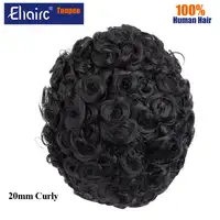 20mm Curly Toupee Men 0.1mm Injection Skin Male Hair Prosthesis Durable Wigs For Men 100% Human Hair Wigs System Unit Mens Wig 1
