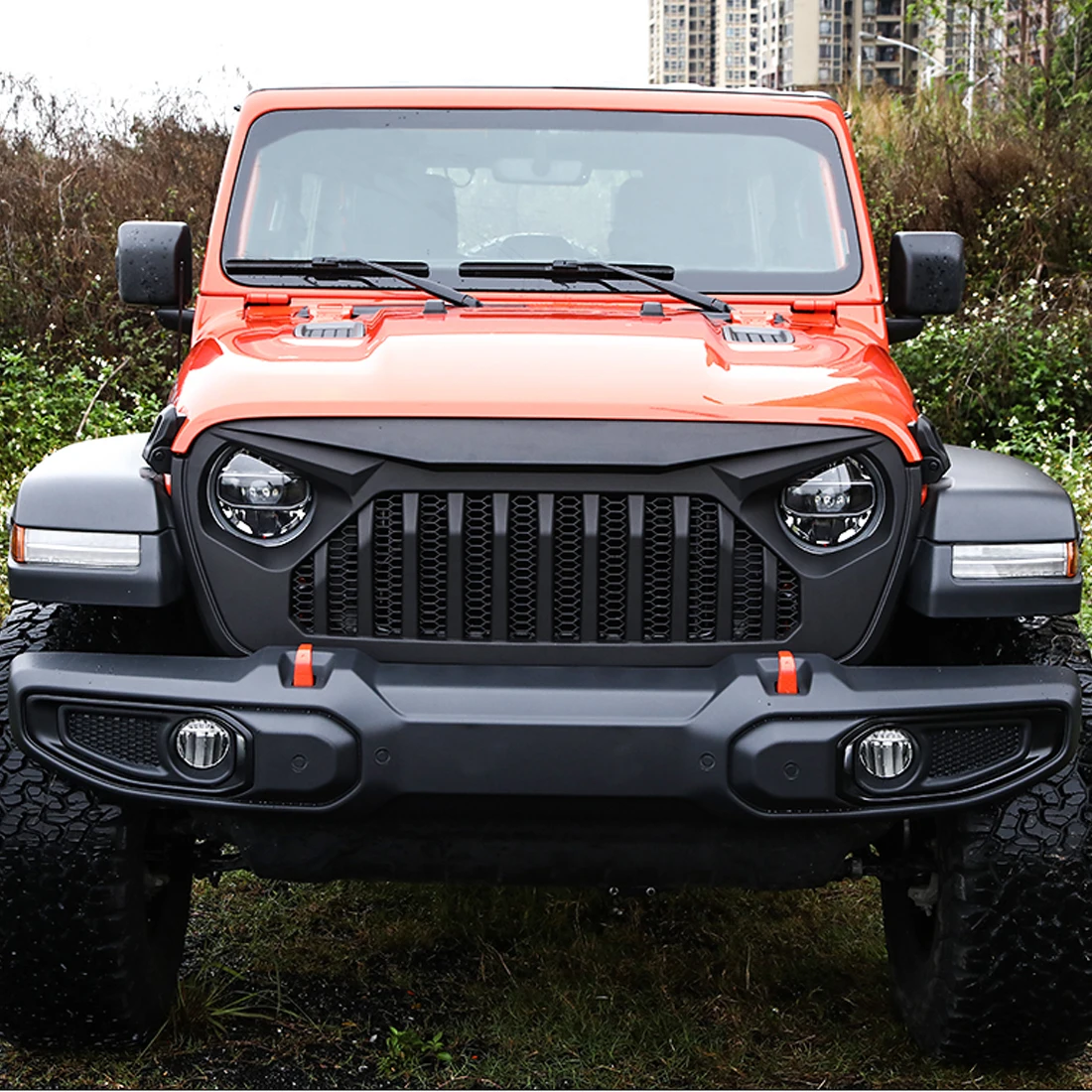 Передняя решетка гладиатора Вейдера с сеткой для Jeep Wrangler JL JT 2018-2021 матовый черный