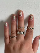 De aleación de Zinc de 12 Uds bohemios plata anillo de Color de las mujeres Vintage antiguo carta hueco alas corazón Luna mujer regalo de la joyería