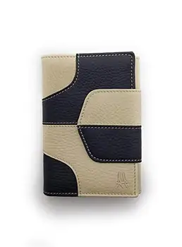 

1ª quality women's wallet in leather with attractive color combination (9 slots + 1 ID). Blue-Beige. (13x9 cm)