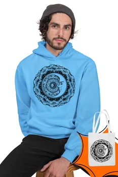 

Angemiel Wear Motif Moon And Stars Blue Men 'S Hooded Sweatshirt Bags Kombin