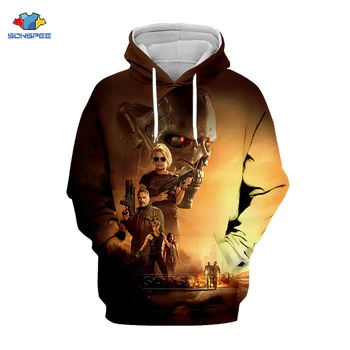 

SONSPEE Summer Terminator Arnold Schwarzenegger I Will Be Back Hoodie Men 3d Print Longsleeve Gym Mens Skull Terminator Hoodies