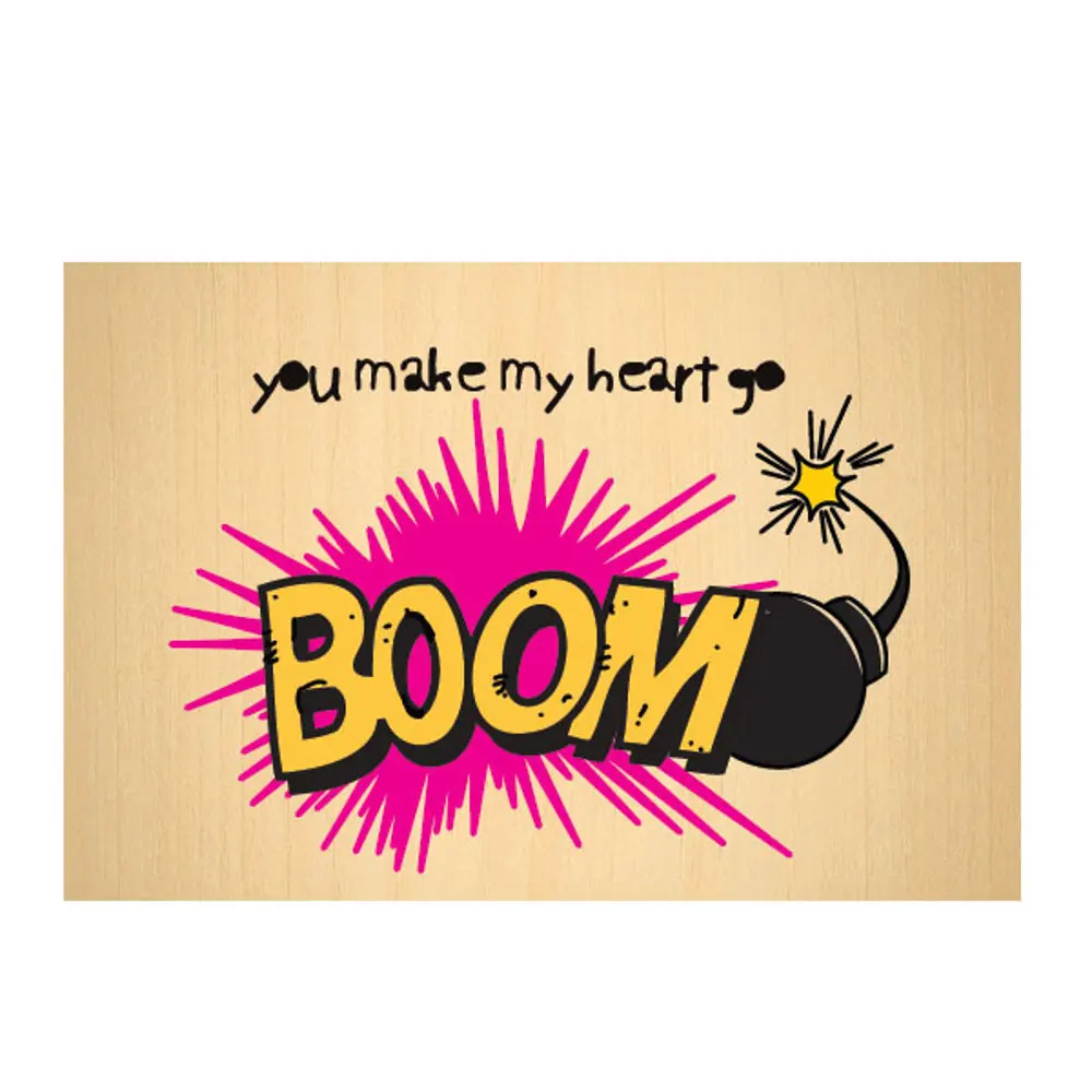 

Biggdesign Wooden Postcard, Fun Illustrations, Fun and Cute, Can Be With Written All Pen Types, 10x15 cm, Digital Printing, Gre