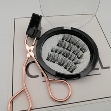 Pestañas postizas 3D magnéticas, 4 Uds., 5 imanes, hechas a mano, Naturel Mink Faux Cils magnétiques con pinzas