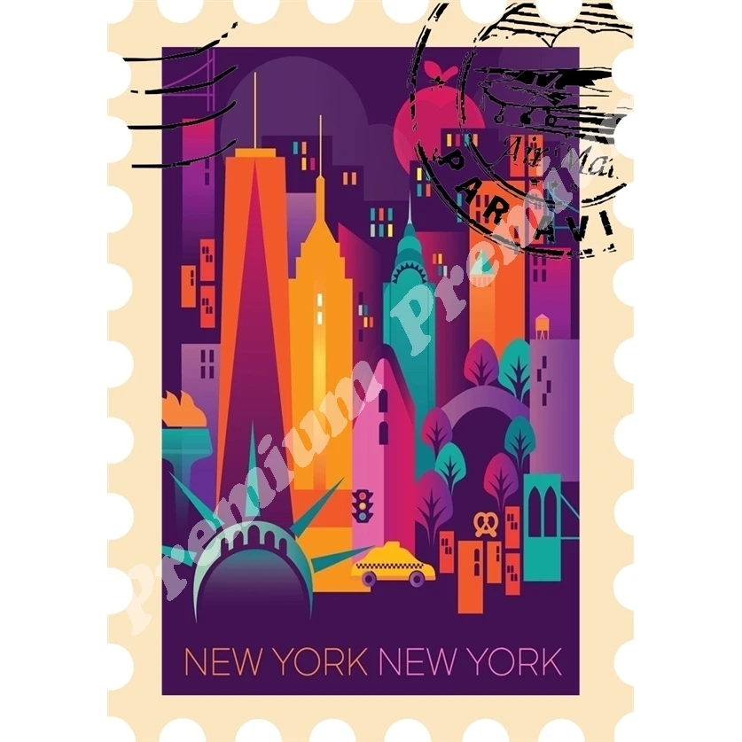 New York Сувенирный магнит Винтажный туристический плакат | Дом и сад