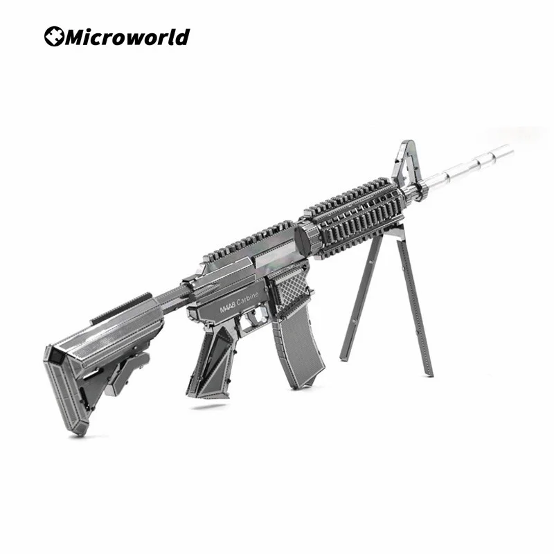 Microworld 3D Metal Puzzle Toys Military M4A8 Carbines Gun Models Kits DIY Classic Rifle Jigsaw Toy For Desktop Decoration Teen 4