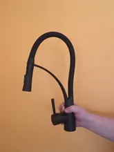 Grifos de cocina con diseño de goma, grifo mezclador cromado para cocina, tirador individual, grúa montada en cubierta inferior para fregaderos N22-085