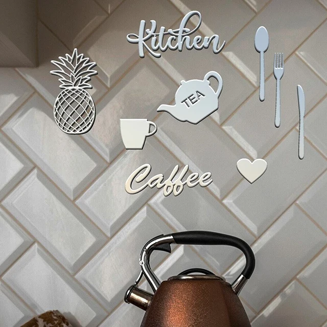 9 Darab Konyha Lézerrel Vágott Fa Dekoráció Termék Fali Dekorációs Keret Nappali Otthonához - Image 2